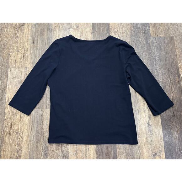 Jones New York Signature Navy Top with Gold Eyelets XL - Picture 5 of 5